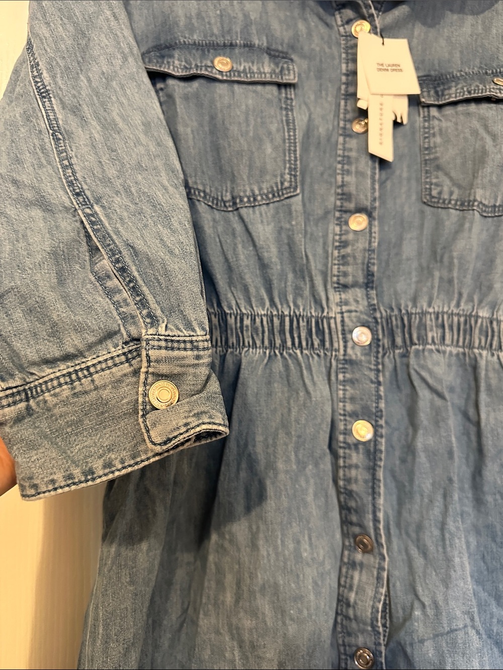 Zara Light Blue Button-Front Denim Dress - Picture 2 of 4